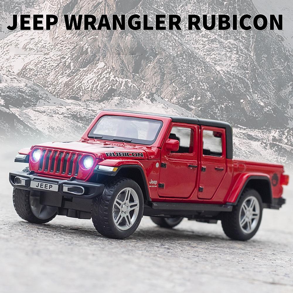 Schaal 1/32 Jeep Wrangler Gladiator pick-up truck, legering automodel gegoten metalen speelgoed terreinvoertuigen met geluid en licht collectie kindercadeau