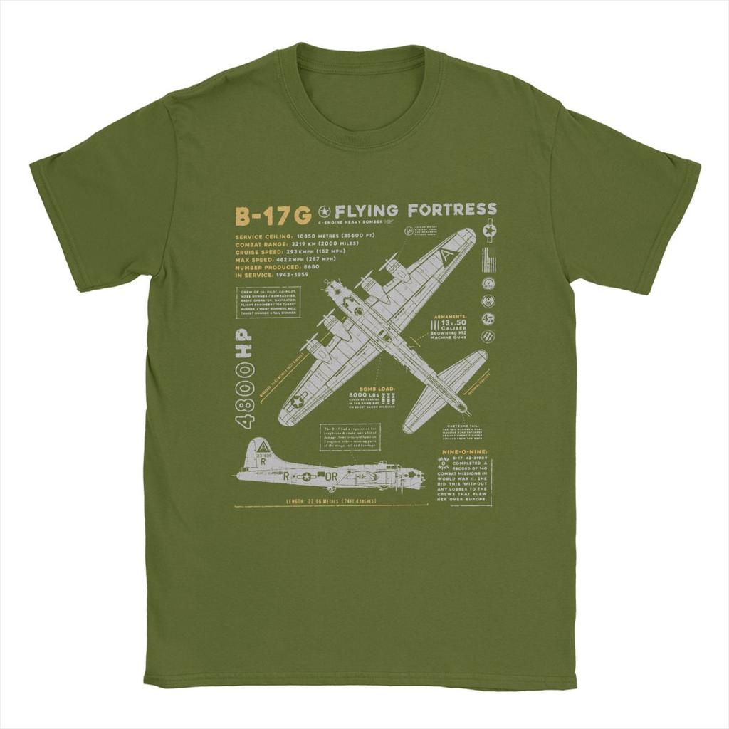 Herren T-Shirts B-17 Flying Fortress Humor Baumwoll-Tees Jagdflugzeug WW2 Kriegspilot Flugzeug Flugzeug T-Shirt Tops 4XL 5XL 6XL