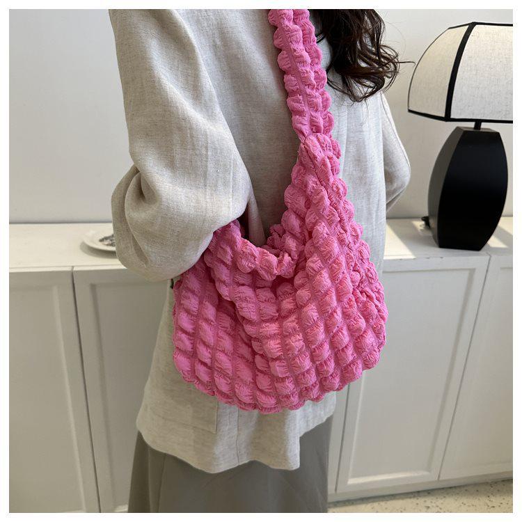 Pleated Cloud Bag: Elegant Shoulder & Crossbody Handbag in Macaron Colors
