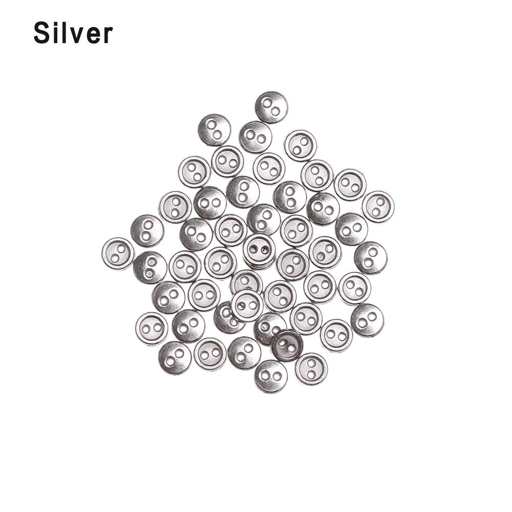 50Pcs 3mm 4mm 5mm 6mm 7mm 8mm Doll Buttons For DIY Sewing Blyth Doll Clothing Mini Buttons Metal Mixed Color Round Bread Buttons