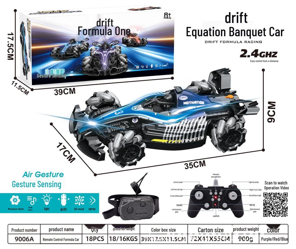 Gesture-Control Formula Drift RC Car - 4WD Spray Toy