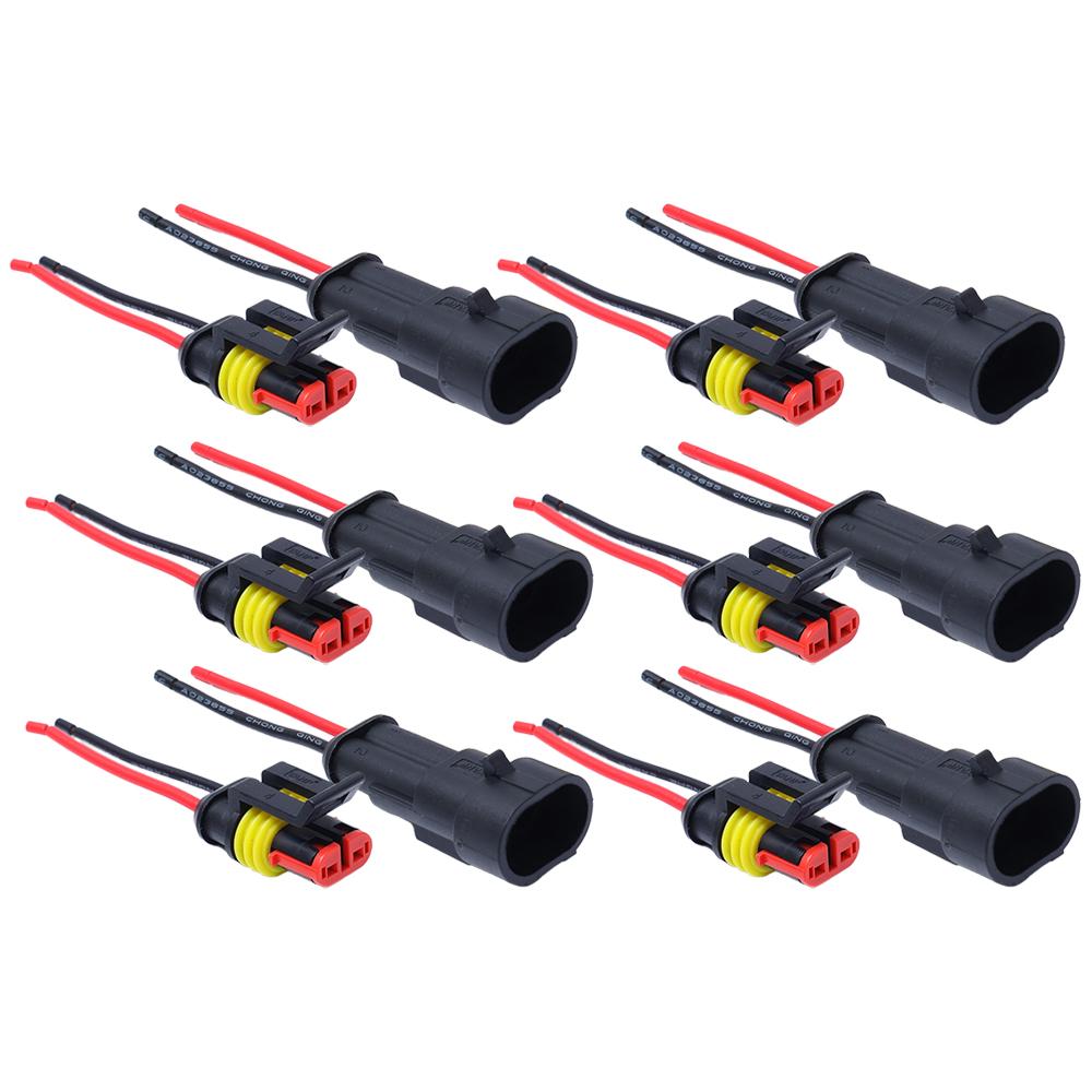 2P Car Waterproof Connector 2-pin Auto Motorcycle Scooter Marine Waterproof Male Female Electrical Connector Plugs with Wire