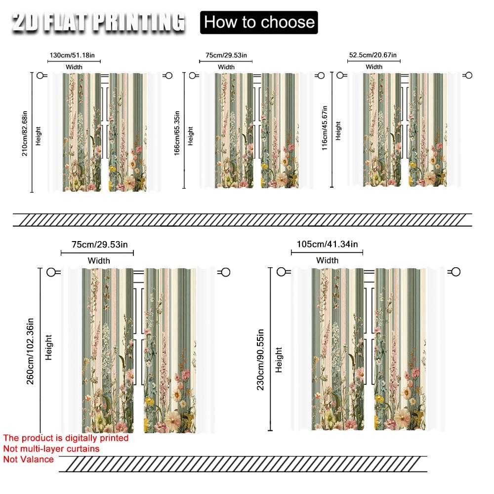 2pc   Window Curtains Botanical Blossoms Durable Polyester  Without Electricity Birthday Party Use for Seasonal Decorations