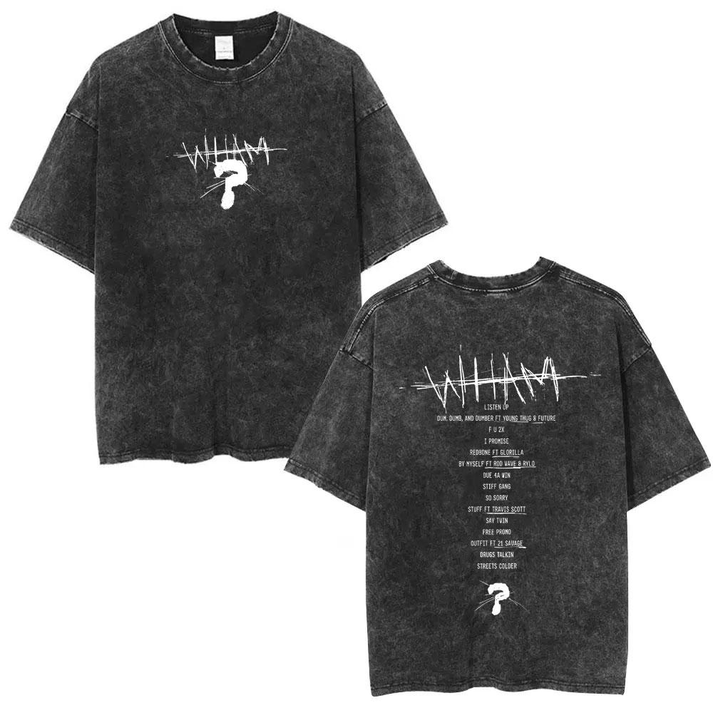 Rapper Lil Baby Wham World Tour Maglietta Lavata Vintage Uomo Donna Moda Casual Maglietta Retrò Hip Hop Magliette Oversize
