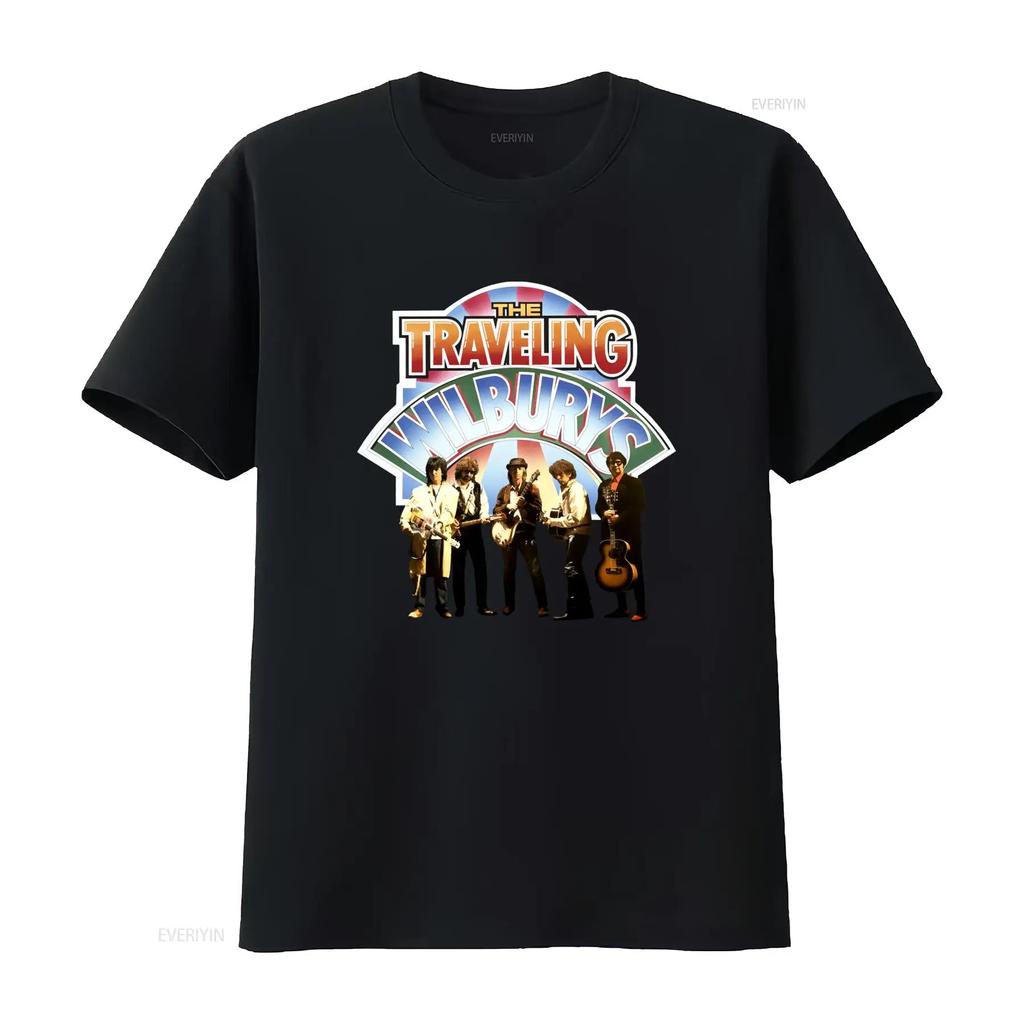 T-shirt con Stampa Foto The Traveling Wilburys Band Fan di Musica Rock Stile Vintage vintage Lavata Unisex Leggermente Elastica