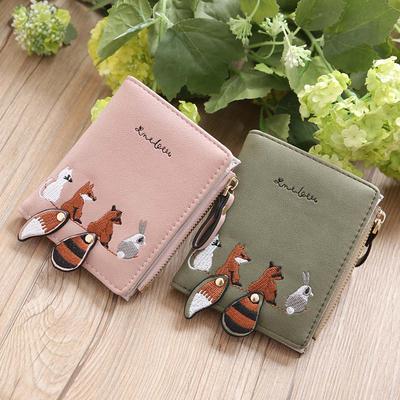 Portafogli Vintage Cartone Animato Animale Volpe Color Caramella Borse Portamonete per Ragazze Portachiavi da Donna Portamonete Mini Cartone Animato Carino per Bambini