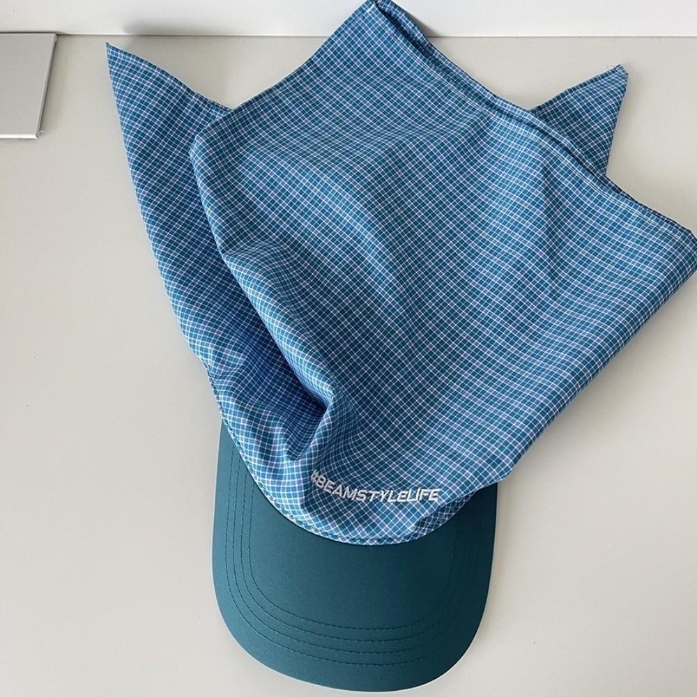 Cappello a visiera con foulard portatile in stile coreano, a quadri, hip-hop, con lacci, per il sole, per capelli, estate