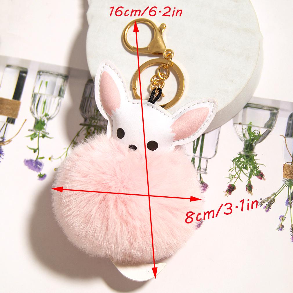 Cross-border Cartoon Keychain: Cute Animal Plush Ball Pendant for Handbags & Cars