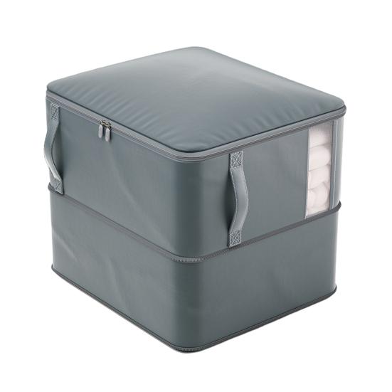 

Collapsible Comforter Bag Zippered Self Compression Clothes Storage Bag with Transparent Window Large Capacity Expandable Closet Organizer for Quilts M серый