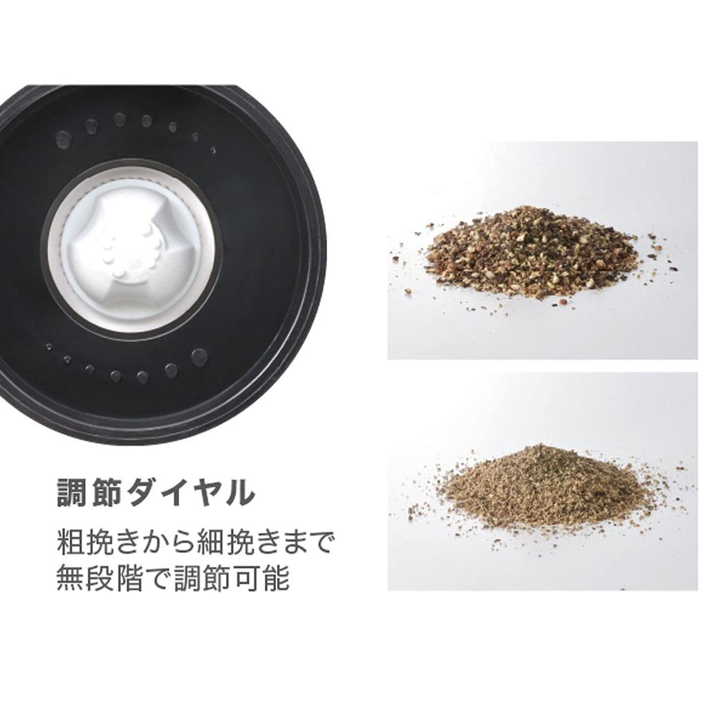 Electric Salt Pepper Mill Just Tilt Ceramic Blade Grind Stepless Adjustment Battery Operated Bottle 100ml with Lid Stainless Steel Stylish [Toffy] &