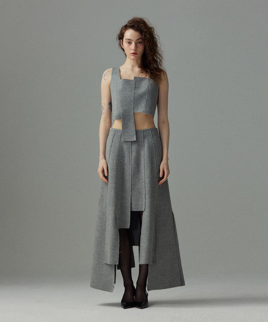 Meuameu Wool Patchwork Skirt