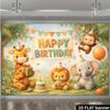 2D Jungle Animal Cake Birthday Gift Background  Fresh and Playful Scenes