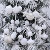 24PCS Flocking Christmas Balls Pendant Plastics Xmas Tree Hanging  Christmas Home Decoration