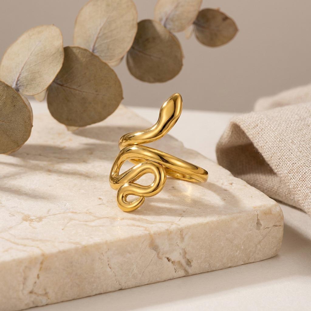 INSSGG High-End European Style Twisted Snake Open Ring - Luxury Niche Accessory