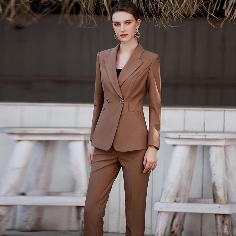 New Spring-Autumn Coffee Formal Suit: Slimming White-Collar Women's Workwear