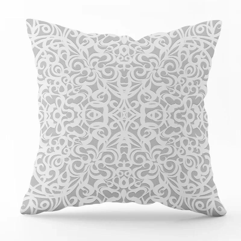 Nordic Minimalist Gray Geometric Printed Pattern Square Cushion Cover for Home Living Room Sofa Chair Decorative Pillowcase