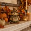 Weather Resistant Garden Statues 3 Pcs Fall Wooden Scarecrow Figurines Farmhouse Rustic Statue with Maple Atmosphere Enhancement Ornaments