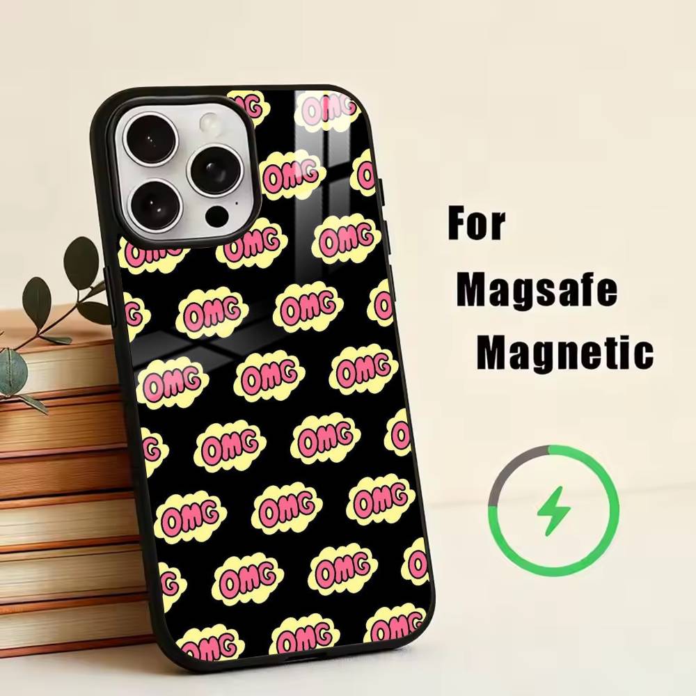 

Bubble lettering Phone Case For iPhone17,16,15,14,13,12,11 Plus,Pro Magnetic with Magsafe Wireless Charging iPhone16PROMAX