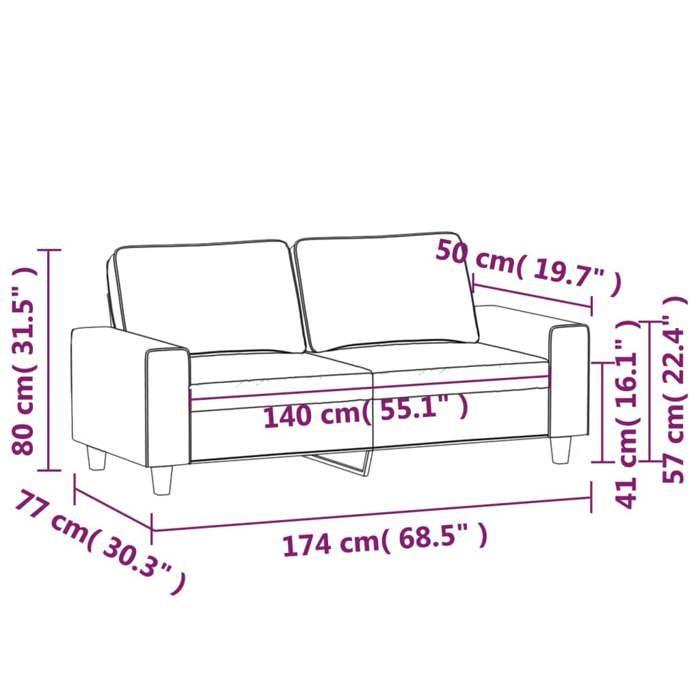 VidaXL Canapé à 2 places Jaune clair 140 cm Tissu 359396