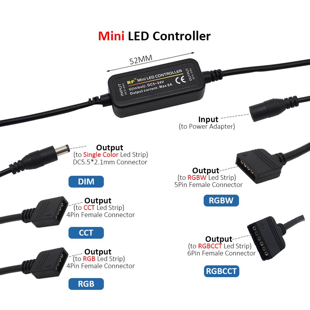 12V 4 Pin RGB 24V 5 Pin LED Kontrol Cihazı 14 Tuşlu 5V 28 Tuşlu RF Uzaktan Kumanda Tek Renk CCT RGB RGBW RGBCCT LED Şerit Işıklar için