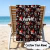 Custom Name Ghostface Horror Theme Microfiber Beach Towel Super Soft & Absorbent for Bath, Beach, Travel  Bath Time Accessory, Fan gifts