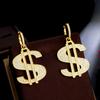 Hip Hop Street Jewelry Copper Inlaid Zircon Dollar Symbol Earrings Gold Plated Full Diamond Personality Tide Ear Jewelry