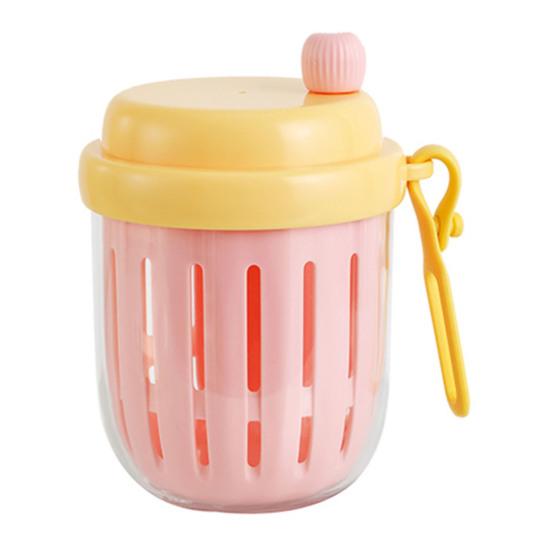 Fruit Salad Cup with Fork Leak Proof Airtight Container Double