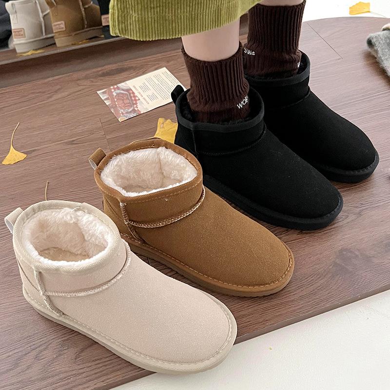 

Овчина Шерсть Интегрированные против лыжные ботинки Женщины Мини Короткие сапоги Теплая зима Утолщенные женские туфли На открытом воздухе Путешествия