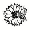 Modern Black Wrought Iron Sunflower Wall Art, Hummingbird Butterfly Bee Metal Sculpture for Living Room Bedroom Bathroom Office Decor