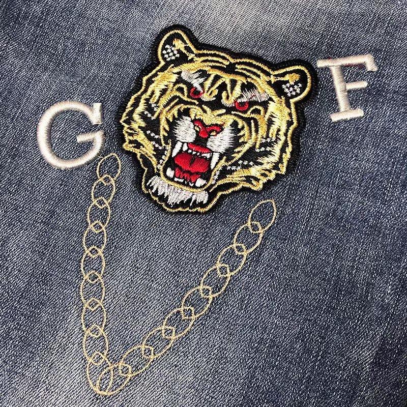 Blugi bărbați cu găuri sparte imprimați bărbați tide nou-nouț Slim picioare mici trend gri casual pantaloni lungi modele de vară