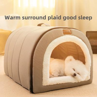 Autumn and Winter Dog Plain Quilted Portable Nest Cat Nest Medium and Small Dog Yurt Kennel Pet Closed Thickened Nest