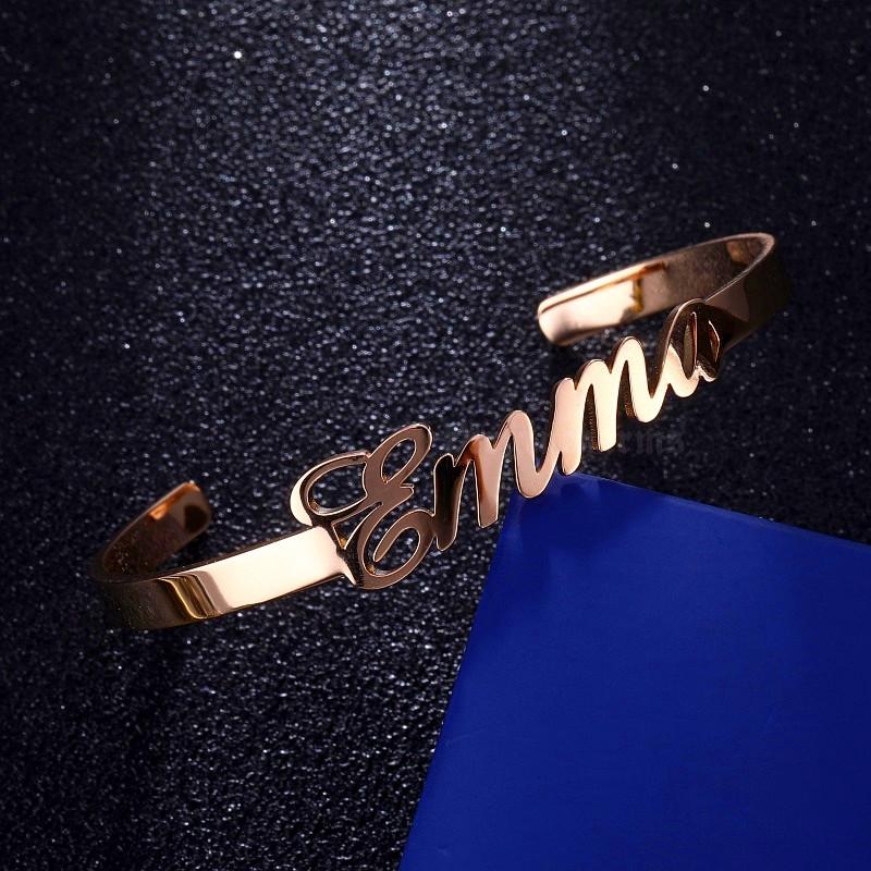 Name Bracelets Bangles Rose Gold/Gold/ Silver Color Stainless Steel Bracelet Personalized Jewelry for Girls Boy BFF
