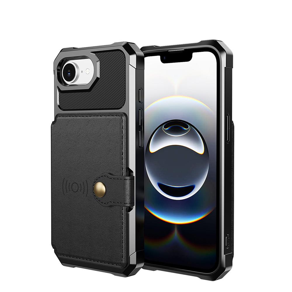 Custodia Portafoglio con Slot Porta Carte e Supporto Magnetico per Auto per IPhone 16E 16 15 Plus 14 13 12 Pro Max XS XR Cover in Pelle