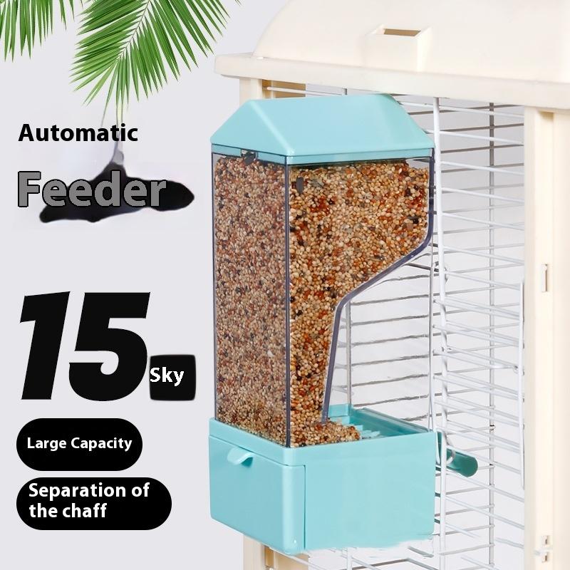 Hrănitor Automat pentru Papagal de Companie de Capacitate Mare, Cutie pentru Mâncare pentru Colivie, Separare Coji, Anti-Stropire, Hrănitor Integrat Anti-Stropire, Articole pentru Animale de Companie