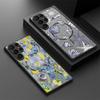 Magnetic For Magsafe Case For Samsung Galaxy S26 Ultra S25 Edge S24 S23 S22 Plus S21 FE Red Shark Jellyfish Pattern Hybrid Matte Cover