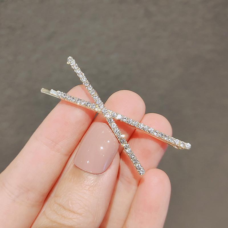 2/3/4PCS X-shaped Hair Clips Shiny Rhinestone Fashionable Small Hair Clips Fringe Decorative Clips ringe Decorative Clips