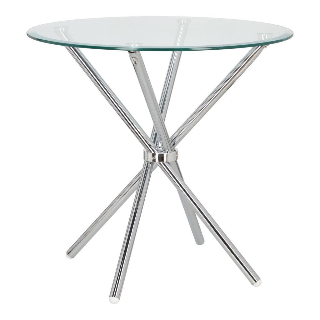 Round Table Ufo 90Cm Transparent/Chrome Glass Tabletop