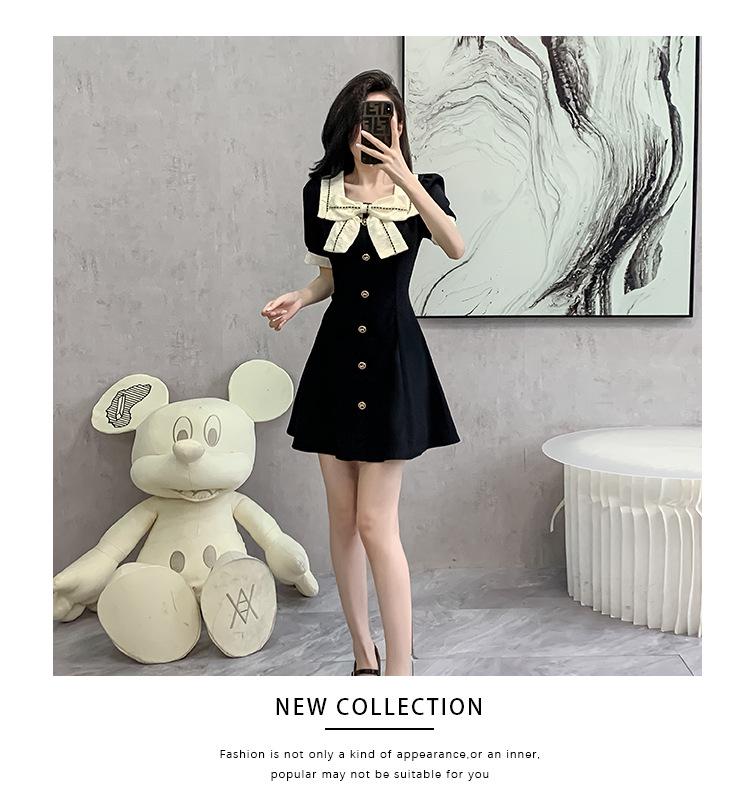 Plus Size French Bow Slimming Dress for Pear-Shaped Women - Niche Design Skirt