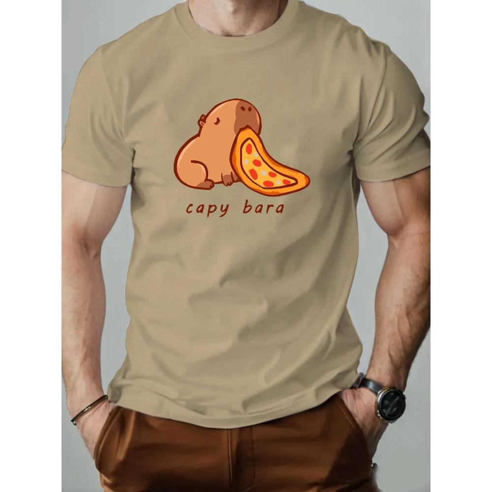 Men's T-Shirt 100% Cotton Capybara Cartoon Pattern Print Summer Round Neck Breathable Casual Short Sleeve Fashion T Shirt