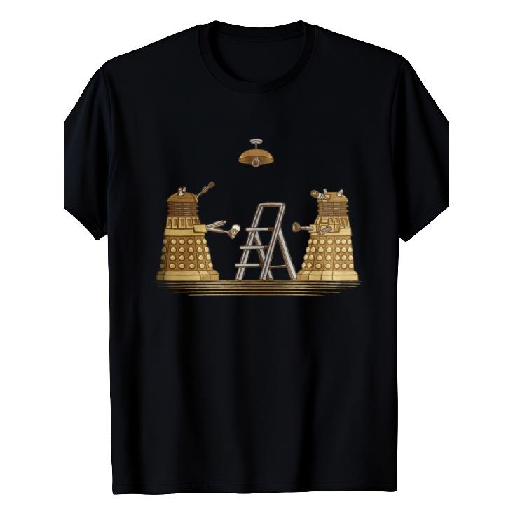 Men's Dalek Restoration Scene T-Shirt - Retro Sci-Fi Gift Suitable for Year-Round Wear, Dalek-Themed Casual Crew Neck Tee, Machine Washable Loose Fit