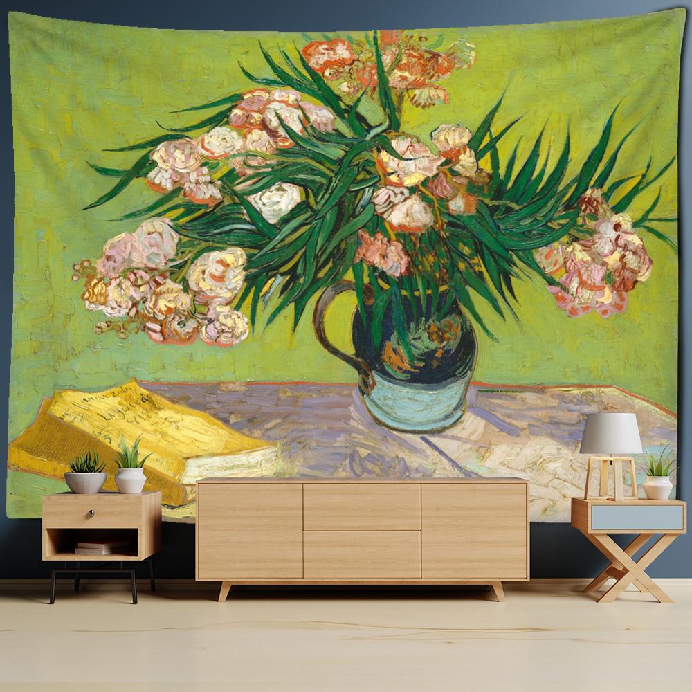 Van Gogh's Helianthus Tapestry Wall Hanging Oil Painting Mysterious Psychedelic Bohemian Plants Living Room Home Decor