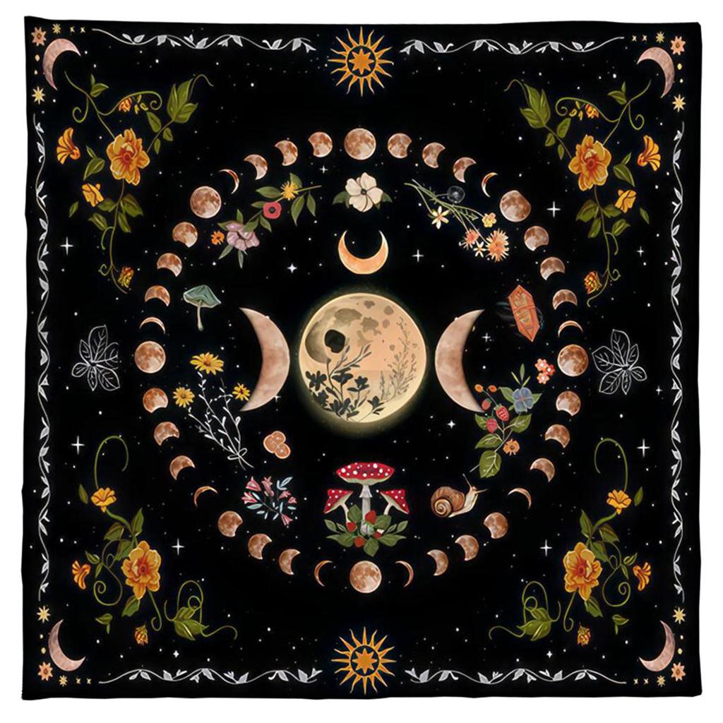Tovaglia Tarot Tovaglia Altari Fasi Lunari Fiore Astrologia Tovaglia Tappeto per Carte Divinatorie Arazzo Decorazione Murale