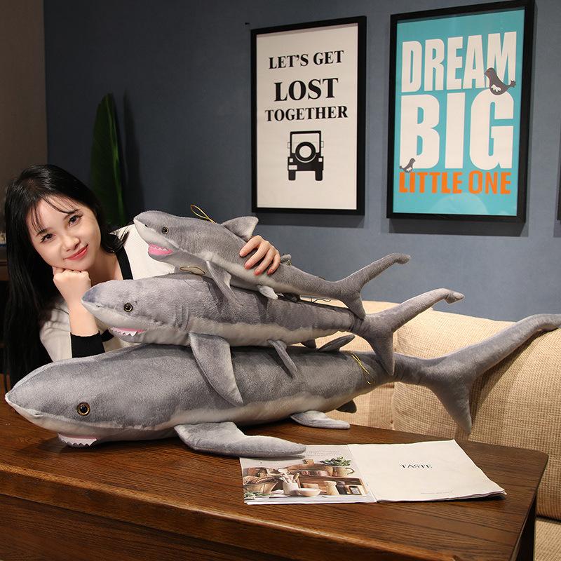 Cute Simulation Shark Doll Plush Toy Aquarium Great White Shark Doll Boy Soothing Rag Doll Gift