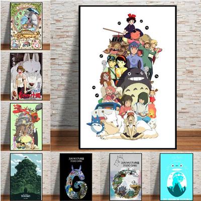 Klasyczne słodkie anime Totoro plakaty i wydruki do dekoracji ścian malarstwo na płótnie pop-art obrazy ścienne do salonu pokoju dziecięcego