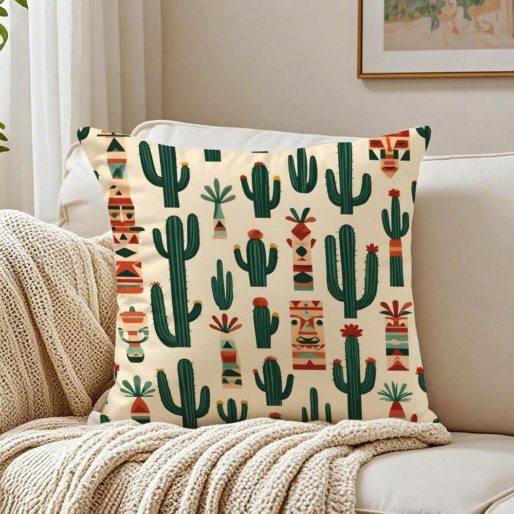 Daily Western Vibrant And Colorful Patterns Cushion Cover Linen Pillowcase Soft  for Sofa Bed Home Room Decor