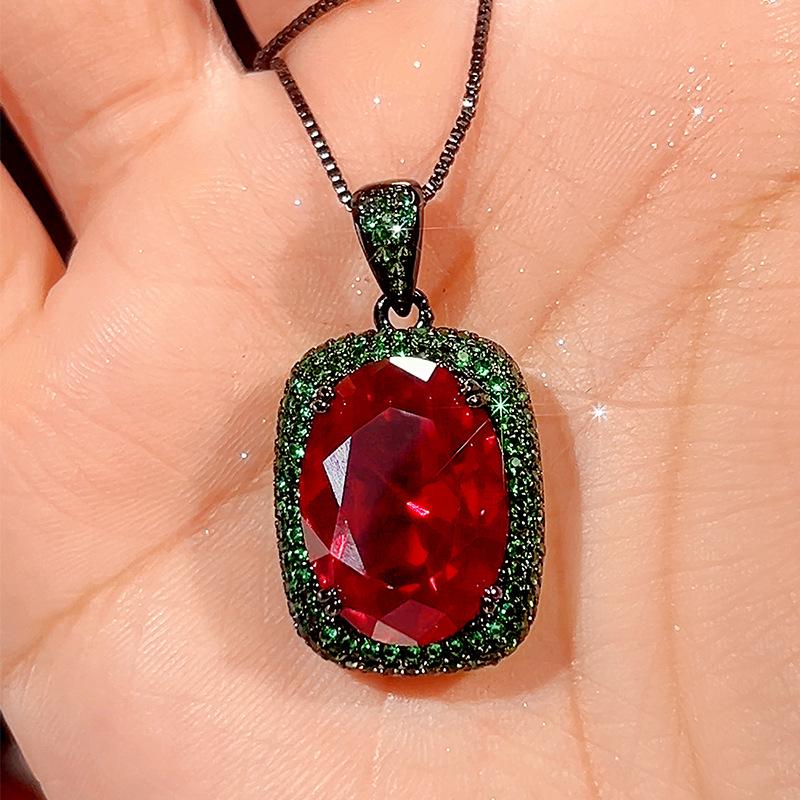 

Ювелирные изделия Медное основание Позолоченная Имитация Красного Корунда Черное Золото Легкая Роскошь Комплект Женский Камень 13 * 18