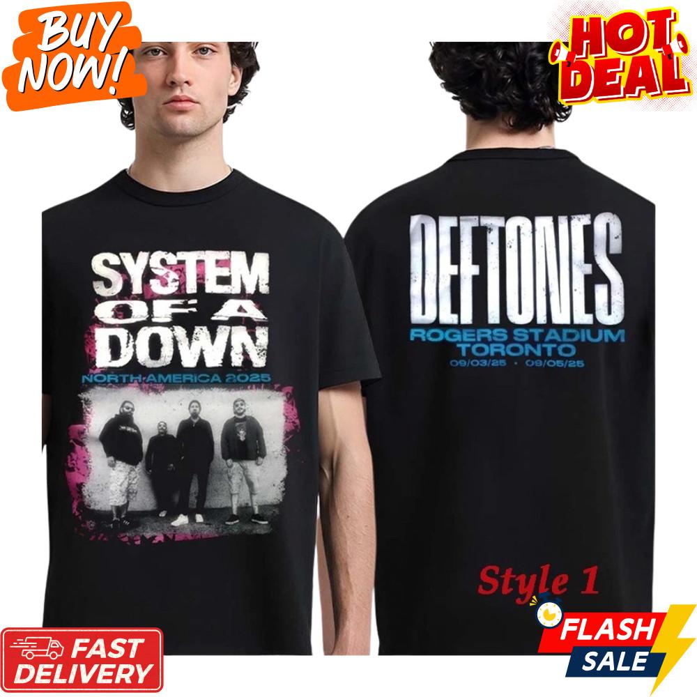 System Of A Down X Deftones Торонто Канада 2025 3-5 Сентября Фанская Футболка с Тура!! Футболка Unisex S