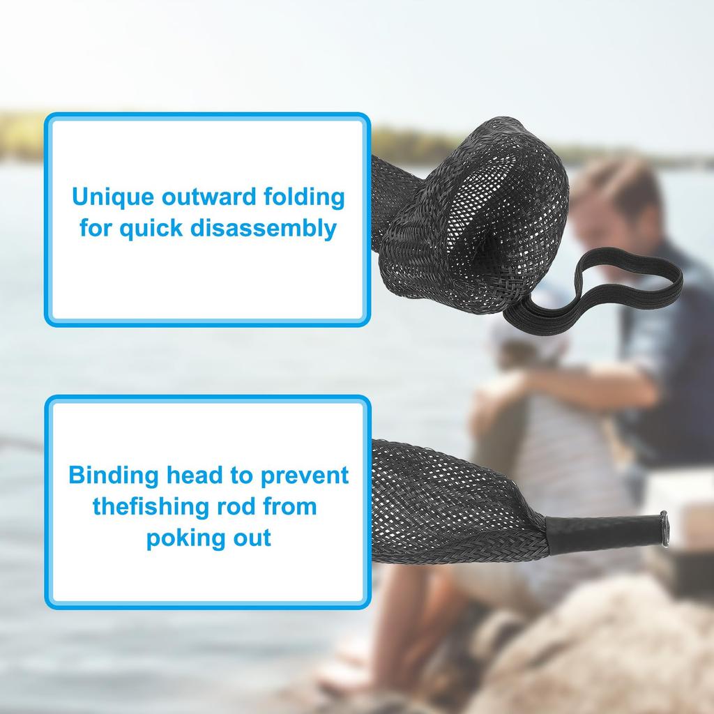PATIKIL 67" Rod Socks, 2-Piece Fishing Rod Sleeve Covers, Braided Pole Protector Gloves for Spinning, Fly, Ice, and Casting Rods, Black