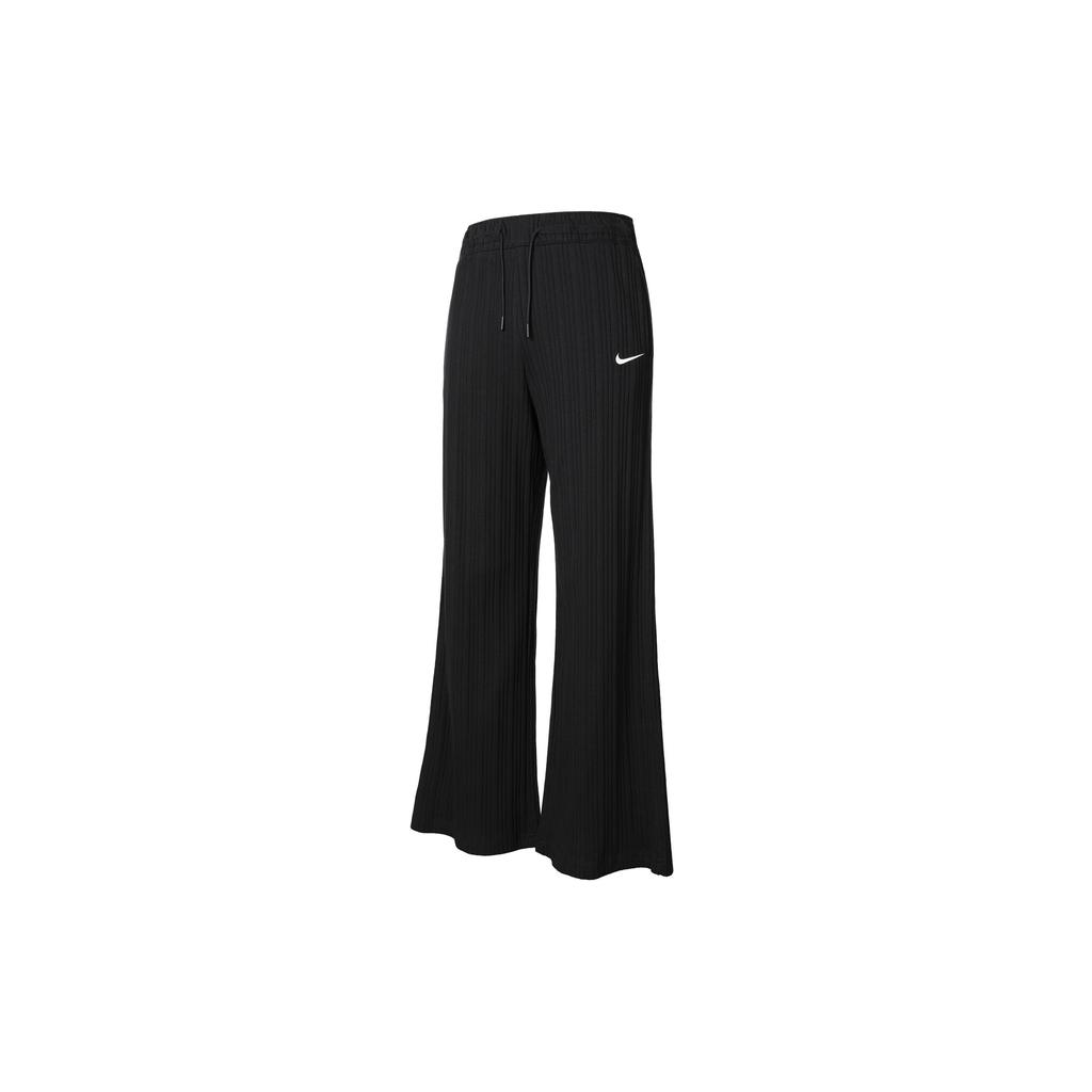 Nike Ribbed Knit High-Waisted Wide-Leg Sports Pants Women Pants Black DM6404-010