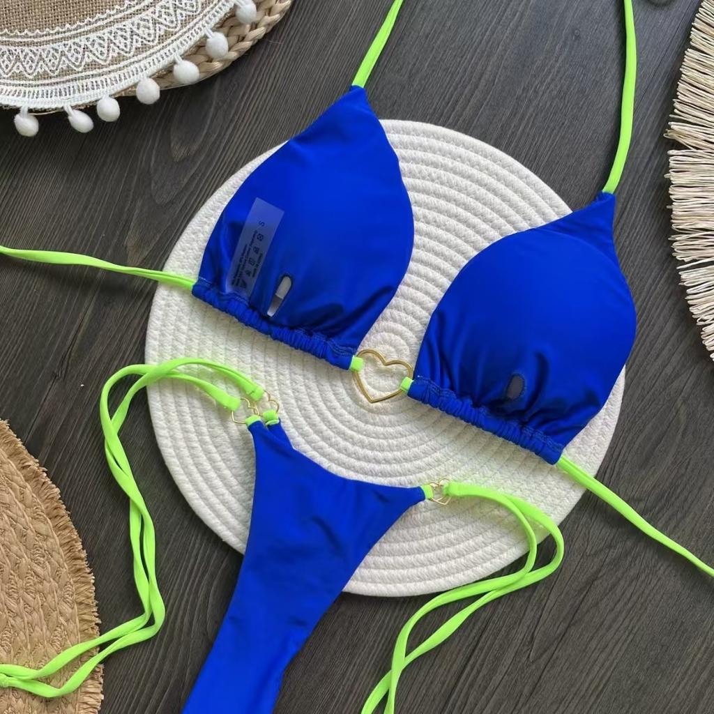New nylon solid color love bikini suit low waist strap fashion biquini